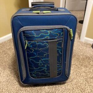 Travel - Carry-On Luggage/Suitcase Blue/Lime Green color cloth